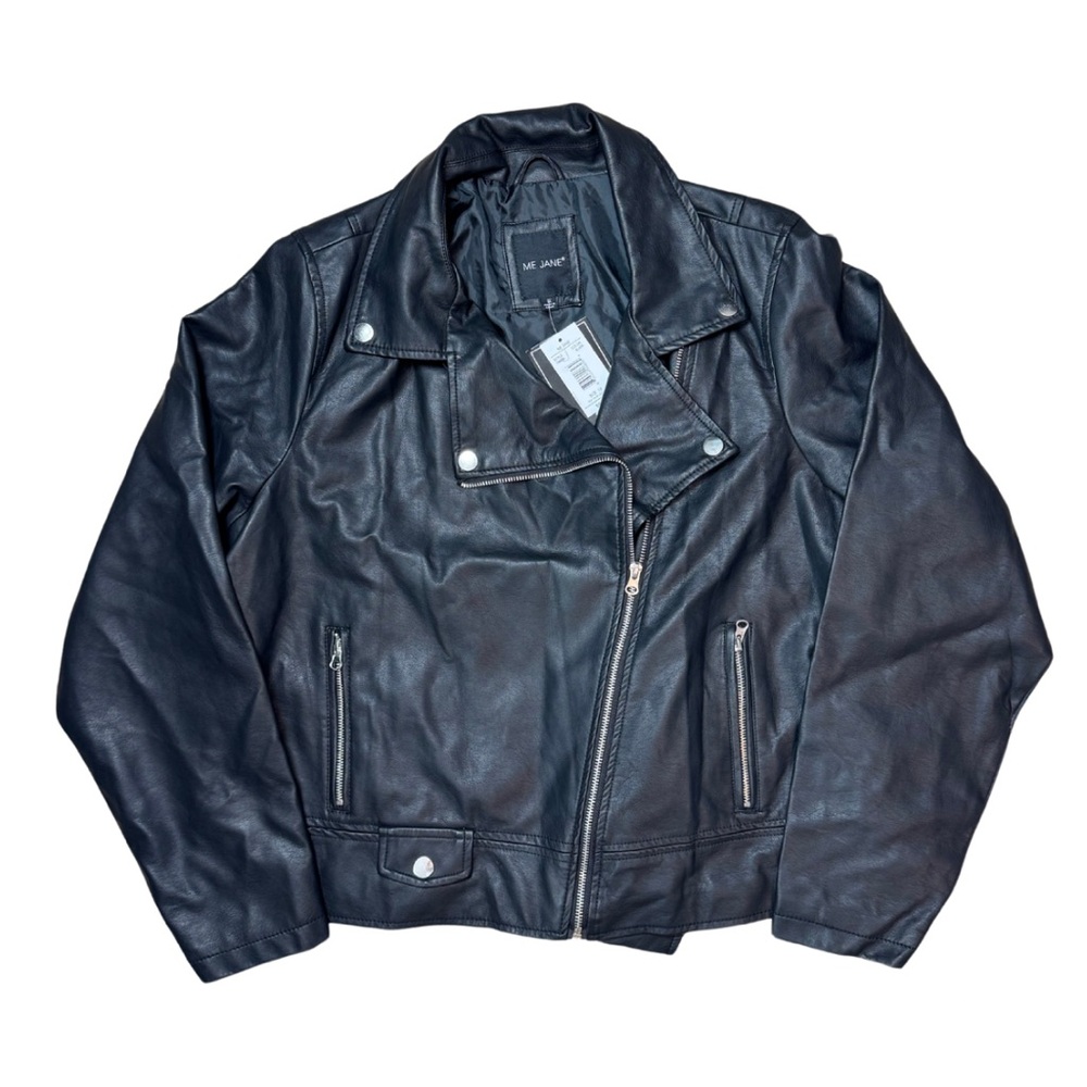 Me Jane Women’s Black Faux Leather Motorcycle Biker Jacket -‎ Size 1X